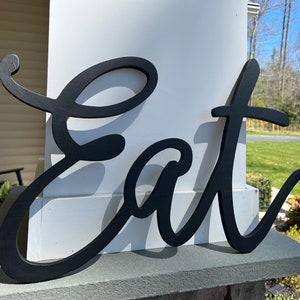 Wood EAT Sign: Black & Gold Kitchen Wall Decor