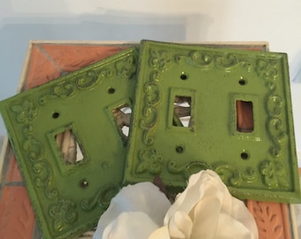 Cast Iron Light Switch Plates, Shabby Chic Plates - Set of Two