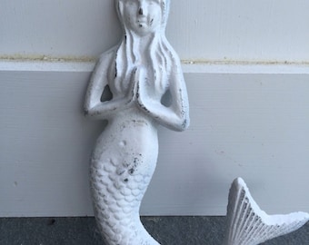 Cast Iron Mermaid Hook: Nautical Beach Decor, 9" Length