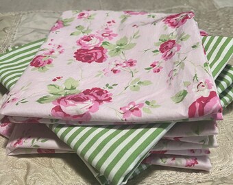 Pillow Covers/ Shabby Chic Pillow Cover/ Light Green and Light Pink Flower Pillow Cover/ 2 Pillow Covers/ Handmade Pillow Cover