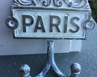 Paris Hook, White Hook, Wall Hook, Wall Hanger, Wall Decor, Distressed White Hook, Home and Garden Decor