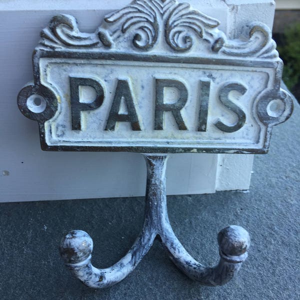 Paris Hook, White Hook, Wall Hook, Wall Hanger, Wall Decor, Distressed White Hook, Home and Garden Decor