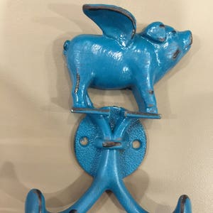 Pig Hook/ Wall Hook/ Pig Wall Hanger/ Piggy Wall Hook/ Blue Pig/ Home and Garden Decor