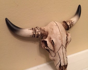 Small Resin Cow Skull: Western Home Decor (5x4.3")