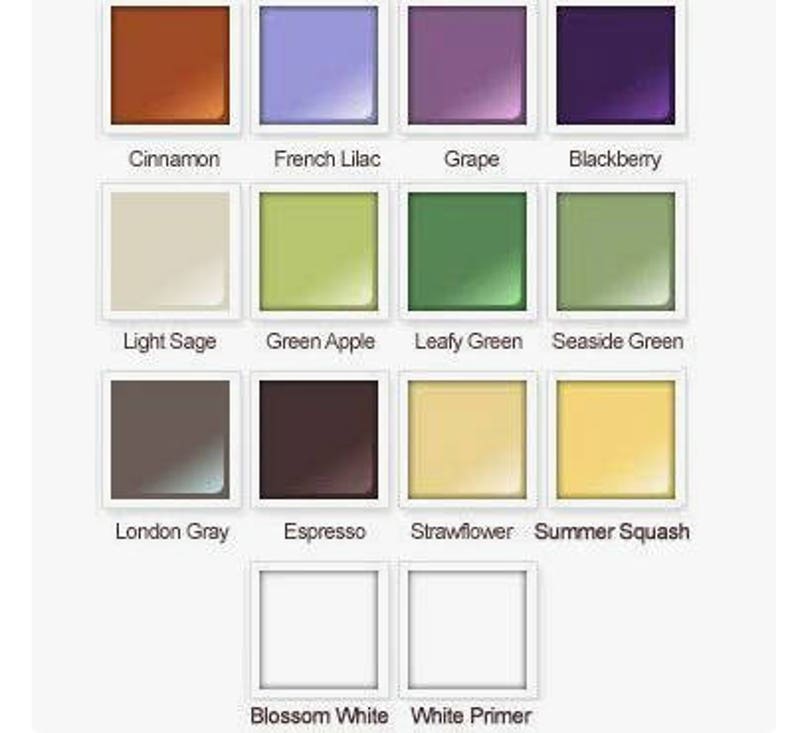 Peut inclure: Un nuancier de peinture avec 14 &eacute;chantillons de couleurs. Les couleurs sont&nbsp;: Cannelle, Lilas fran&ccedil;ais, Raisin, M&ucirc;re, Sauge clair, Pomme verte, Vert feuillu, Vert bord de mer, Gris londonien, Expresso, Fleur de paille, Courge d&rsquo;&eacute;t&eacute;, Blanc fleur, et Blanc primaire.