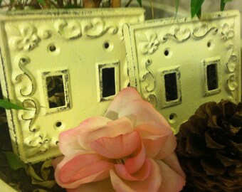Cast Iron Light Switch Plates, Shabby Chic Plates - Set of Two