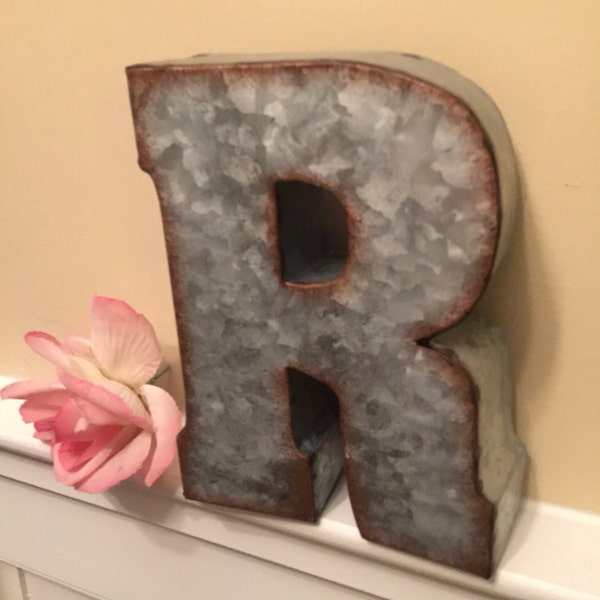 8 Inch Galvanized Metal Letters Etsy
