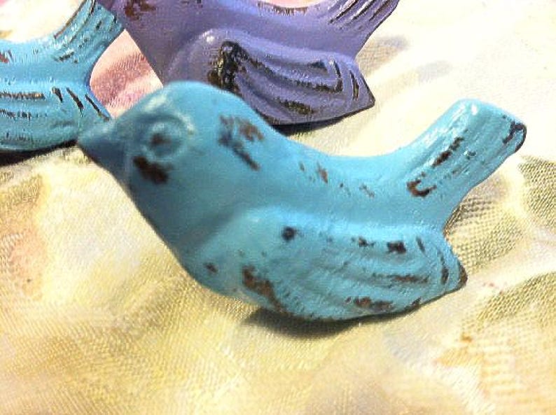 Distressed Cast Iron Bird Knobs - Set of 2 Drawer Pulls zdjęcie 1