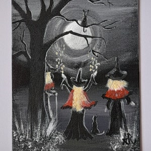 Lune des neiges - peinture acrylique originale peinte à la main sur toile. 7 x 5 pouces de Cornouailles.