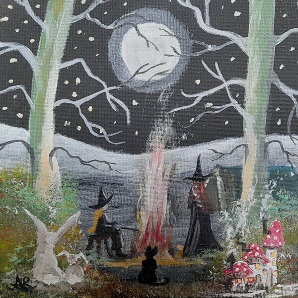Magic in the woods - Original Hand Painted Acrylic on Canvas Painting. 8 x 8 inches from Cornwall