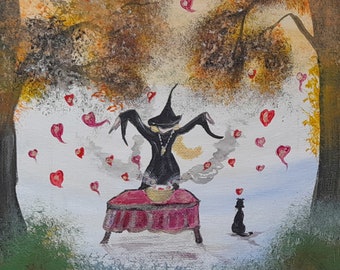 Love Potion - Original Hand Painted Acrylic on Canvas Painting. 8 x 8 inches from Cornwall.
