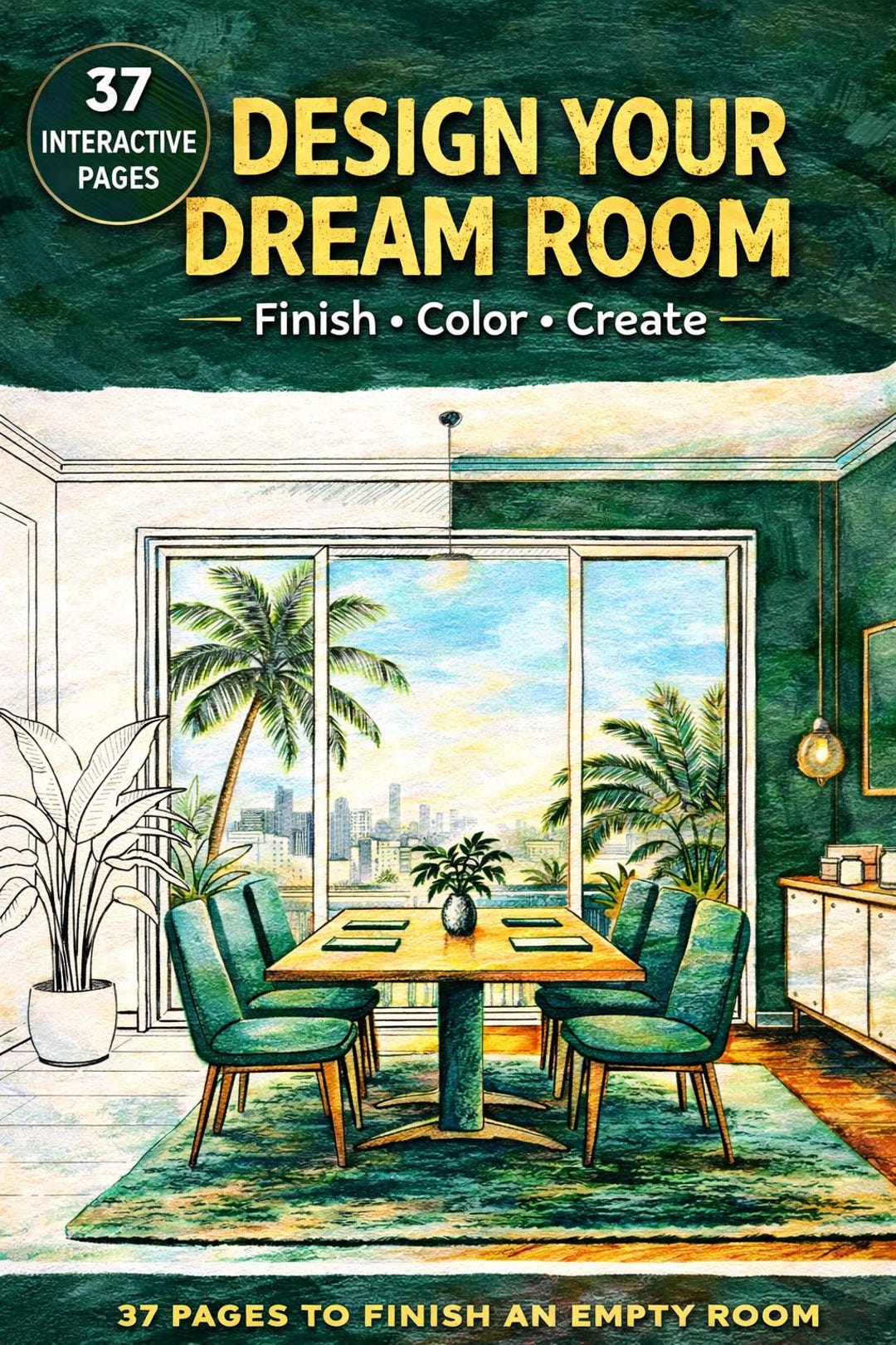 Interactive Interior Design Coloring Book | Design Your Dream Home (PDF ...