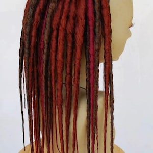 Dreadlock extensions Auburn Natural dreads Boho Cosplay Viking Festival Hair falls