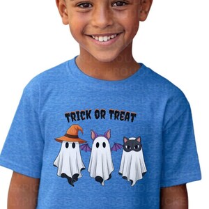 Halloween Trick or Treat Ghosts Youth Tee: Spooky Season T-Shirt