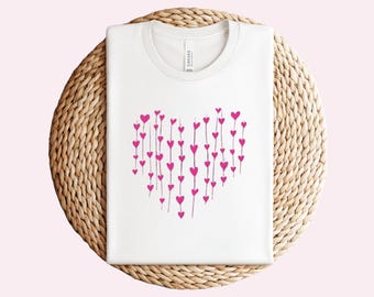 Love Heart, T-Shirt: Valentines Shirt, Pink Hearts, Gift for Her, Unisex Tee