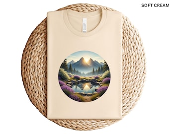 Mountain Landscape T-Shirt: Tranquil Wilderness Nature Scene, Gift for Nature Lovers, Unisex Tee Top