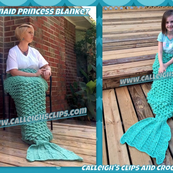 Instant Download Crochet Pattern- Mermaid Princess Cuddle Blanket - Youth - Adult