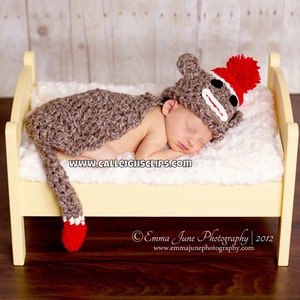 Instant Download Crochet Pattern No 15 Sock Monkey Cuddle Critter Cape Set Newborn Photography Prop image 3