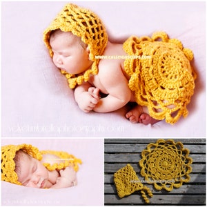 Instant Download Crochet Pattern No. 96  - Emma Bonnet and Doily Cape/Mat