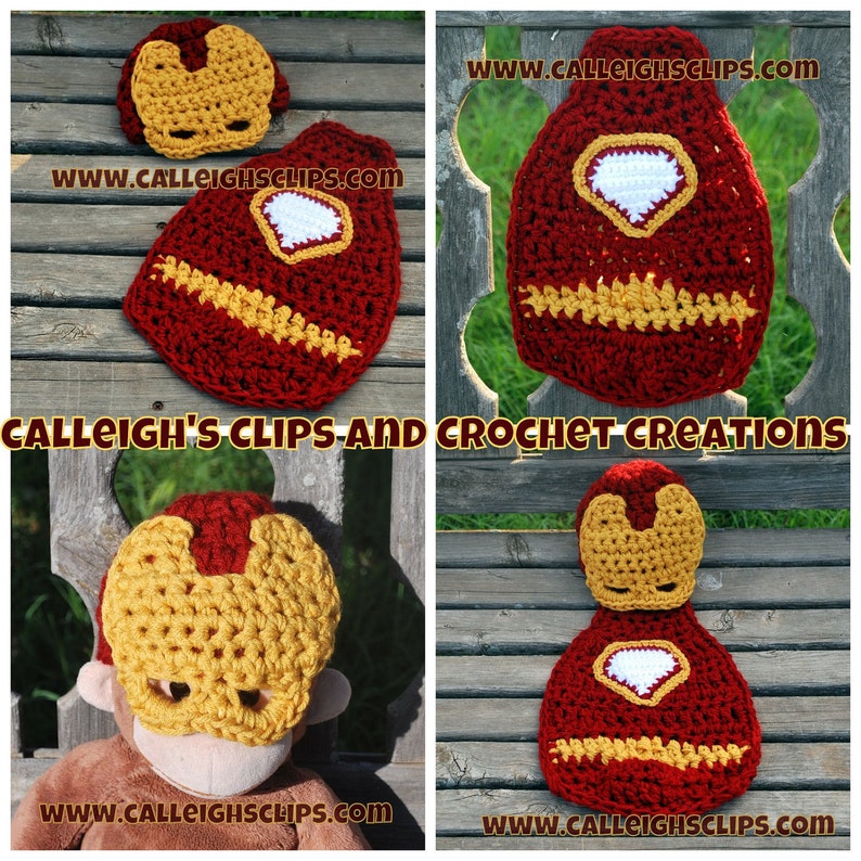 Instant Download Crochet Pattern No. 63 Man of Iron Cuddle Critter Cape Set Newborn Photography Prop image 5