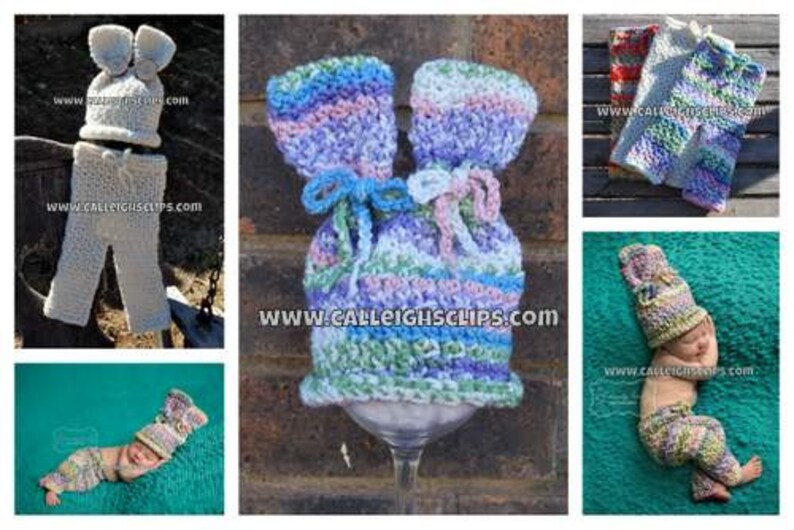 Instant Download Crochet Pattern No. 91 Textured Bunny Hat and Bottoms Size Newborn 4T image 4