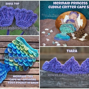 Instant Download Crochet Pattern No. 59 Mermaid Princess Cape Set Nb 4 years image 3