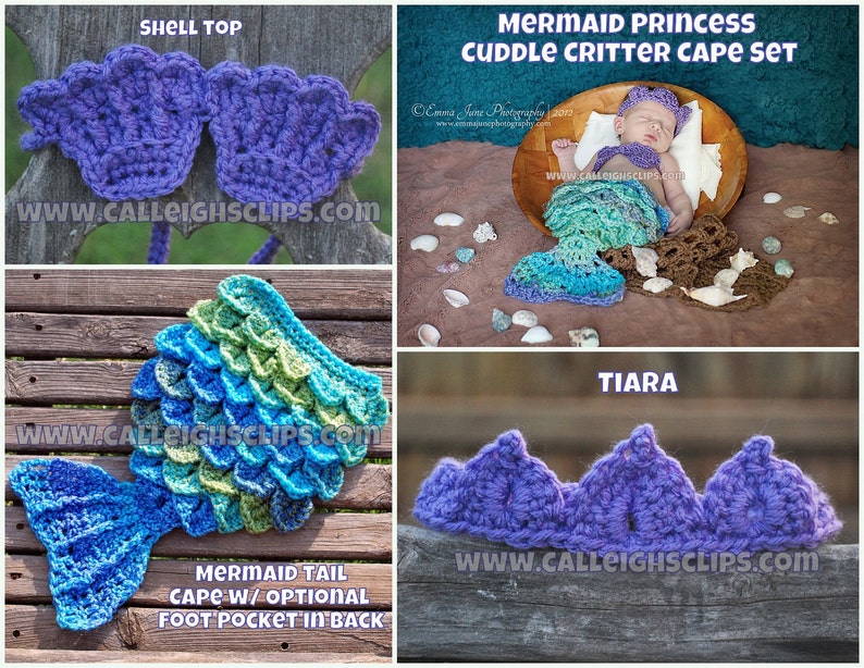 Instant Download Crochet Pattern No. 59 Mermaid Princess Cape Set Nb 4 years image 3