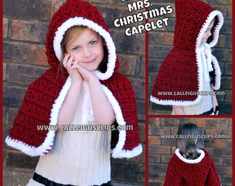 Instant Download Crochet Pattern- No. 82 Little Mrs. Christmas Capelet- PDF File -variety of sizes