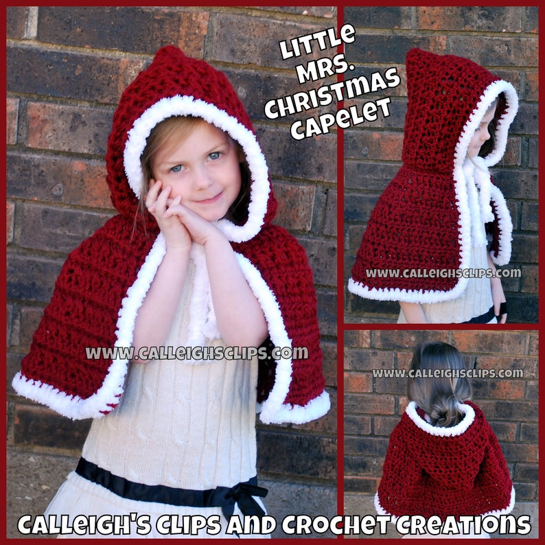 Instant Download Crochet Pattern No. 82 Little Mrs. Christmas Capelet PDF File variety of sizes image 3