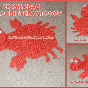 Instant Download Crochet Pattern No. 55 Coral Crab Cuddle Critter Cape Set Newborn Prop image 5