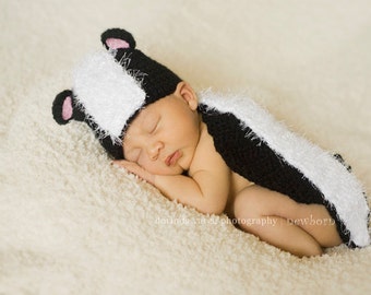 Instant Download Crochet Pattern - No 29 Lil' Stinker Skunk - Cuddle Critter Cape - Newborn photography prop