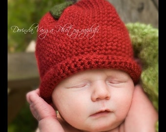 Red Apple Hat for Babies, Newborn Photography Props, or Back to School