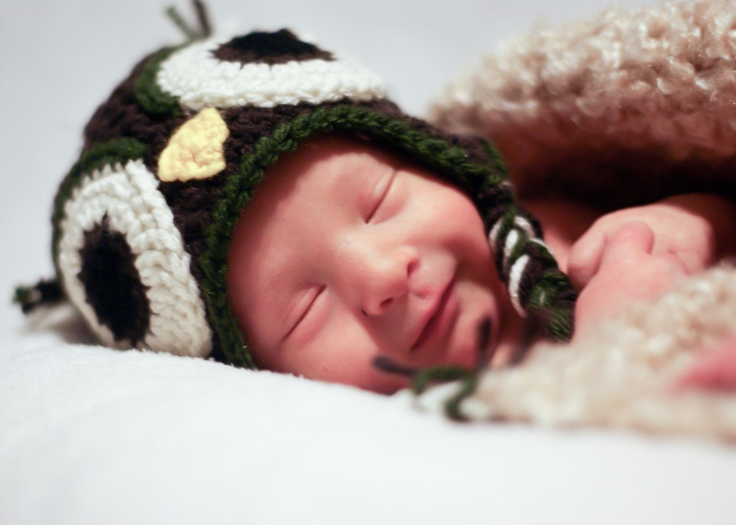 Coffee and Olive Owl Earflap hat - sizes nb- 5 plus years