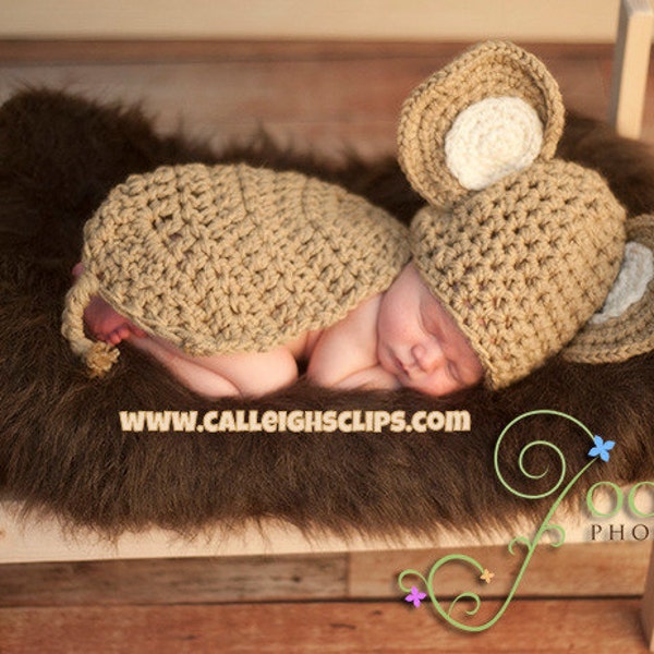 Elephant Cuddle Critter Cape Set  Newborn Photography Prop in tan or grey