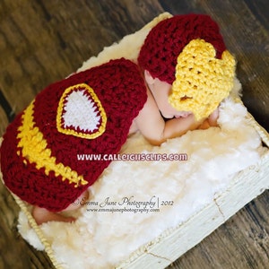 Instant Download Crochet Pattern No. 63 Man of Iron Cuddle Critter Cape Set Newborn Photography Prop image 2