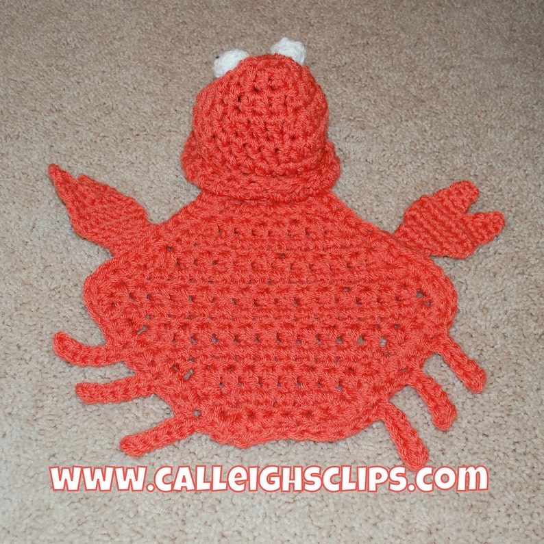 Instant Download Crochet Pattern No. 55 Coral Crab Cuddle Critter Cape Set Newborn Prop image 3