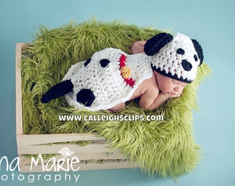 Spotted Dalmatian Dog Cuddle Cape Set Newborn Photography Prop