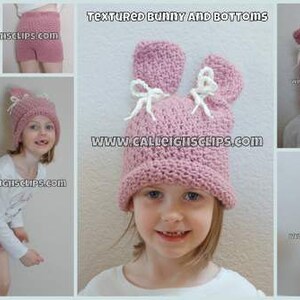 Instant Download Crochet Pattern No. 91 Textured Bunny Hat and Bottoms Size Newborn 4T image 5