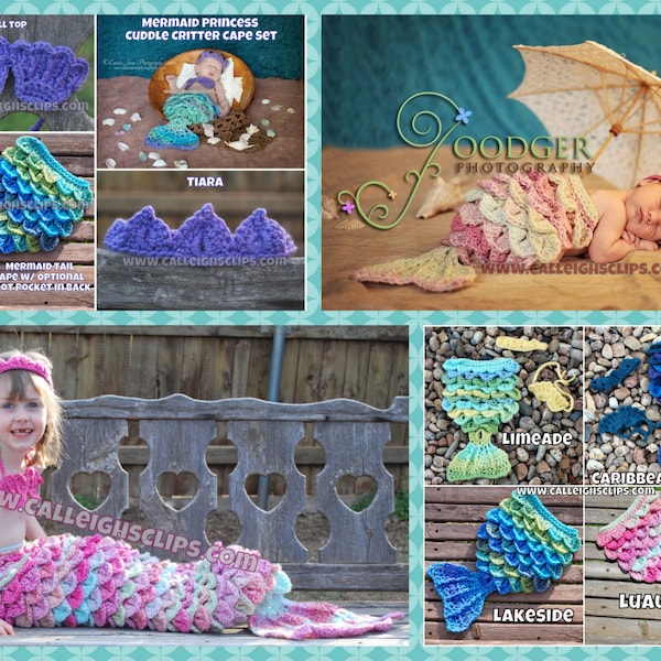 Instant Download Crochet Pattern- No. 59 Mermaid Princess Cape Set - Nb - 4+ years