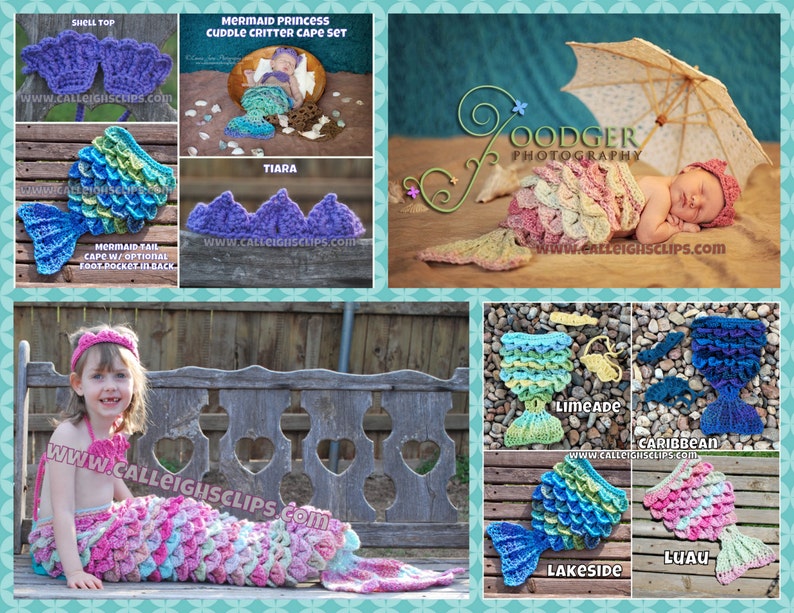 Instant Download Crochet Pattern No. 59 Mermaid Princess Cape Set Nb 4 years image 1