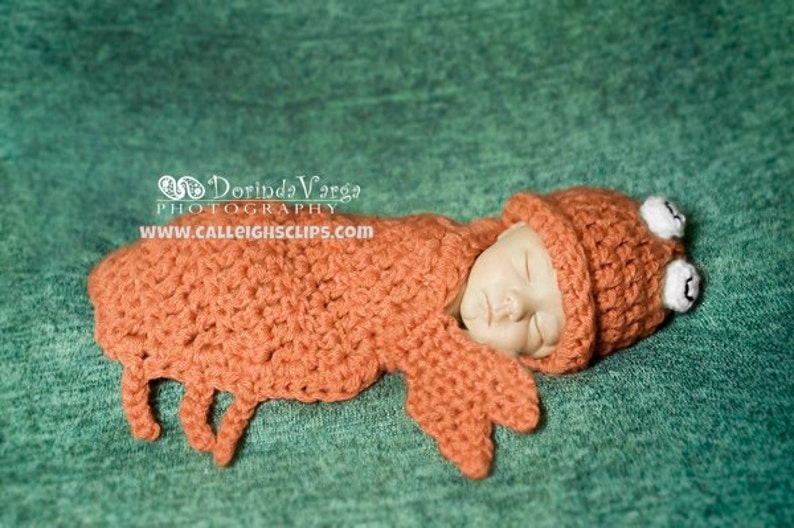 Instant Download Crochet Pattern No. 55 Coral Crab Cuddle Critter Cape Set Newborn Prop image 1