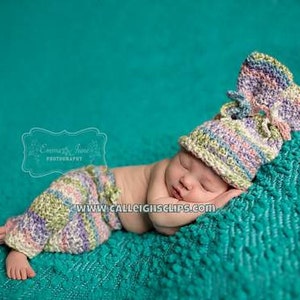 Instant Download Crochet Pattern No. 91 Textured Bunny Hat and Bottoms Size Newborn 4T image 1