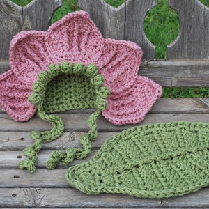 Direct downloaden haakpatroon nr. 60 Flower Garden Bonnet en Leaf Cape Cover verschillende maten afbeelding 3