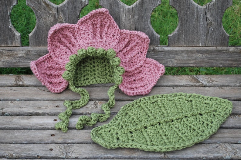 Instant Download Crochet Pattern No. 60 Flower Garden Bonnet and Leaf Cape Cover variety of sizes image 3