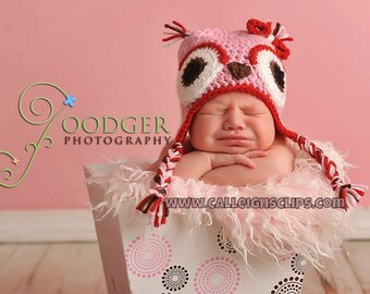 Sweetheart Owl Earflap hat - infant, toddler, & kids