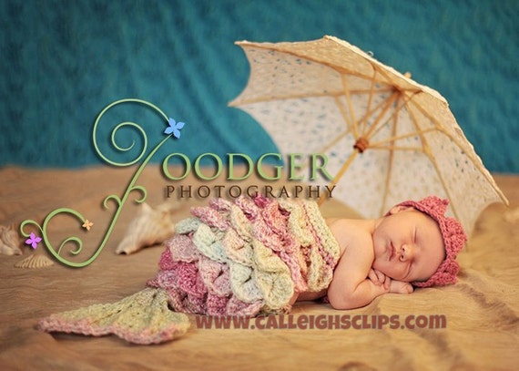 Mermaid Princess Crocodile Stitch - Cuddle Critter Cape Set  - Newborn Prop