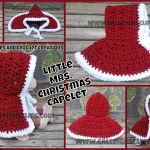 Instant Download Crochet Pattern No. 82 Little Mrs. Christmas Capelet PDF File variety of sizes image 5