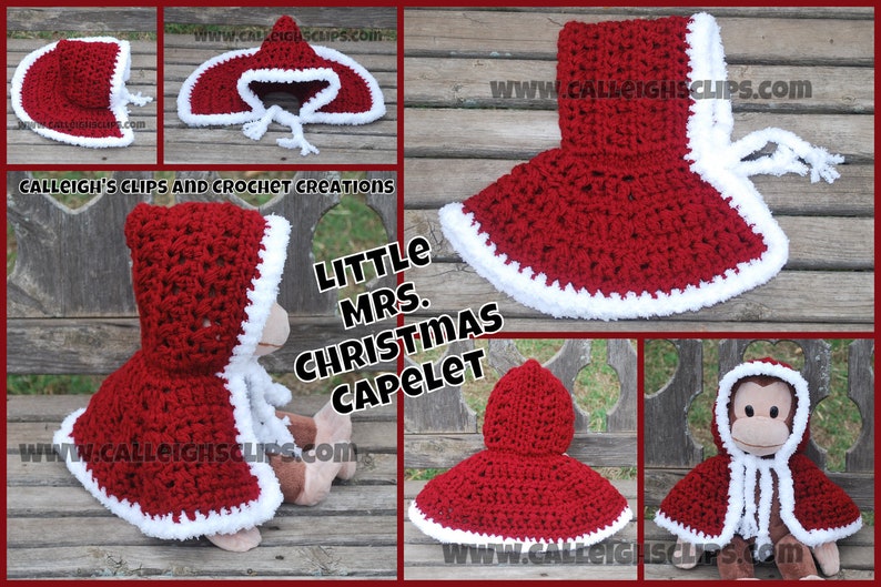 Instant Download Crochet Pattern No. 82 Little Mrs. Christmas Capelet PDF File variety of sizes image 5