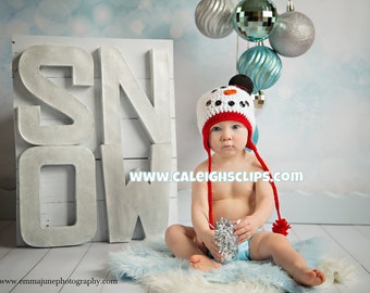 Snow Man Earflap hat with Mini Top hat
