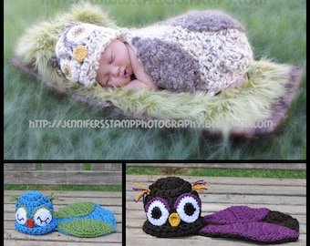 Instant Download Crochet Pattern - No. 12 - Owlette Owl - Cuddle Critter Cape Set  - Newborn Photography Prop